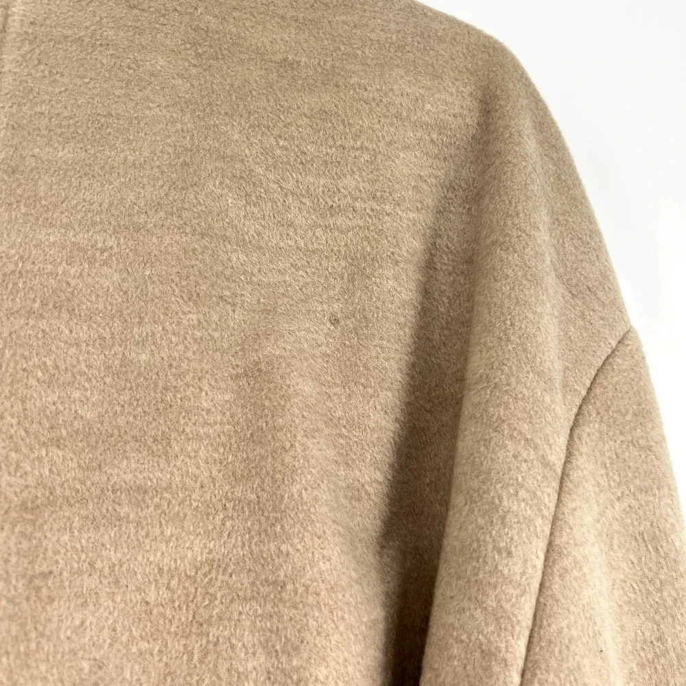 THE KORNER Women's size S Khaki Double Breasted Belted High-neck Wool Blend Coat - Picture 4 of 7